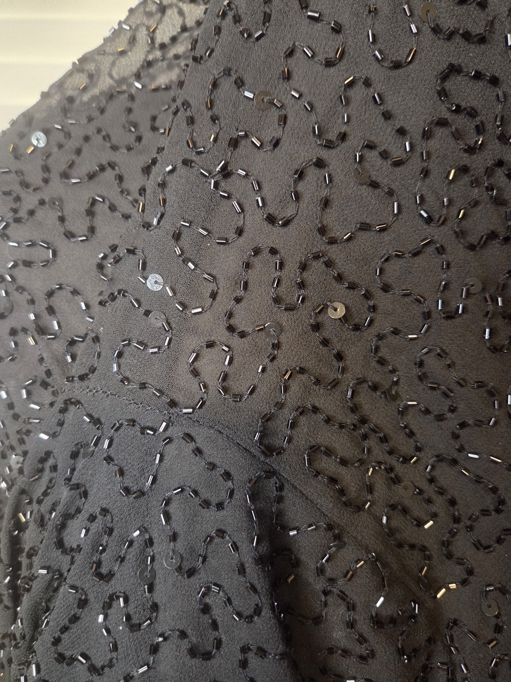 Black Beaded Open-Front Evening Blazer - Picture 5 of 6